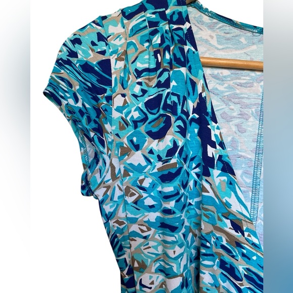 Cache Vintage blue abstract print mock wrap dress. - Picture 12 of 16